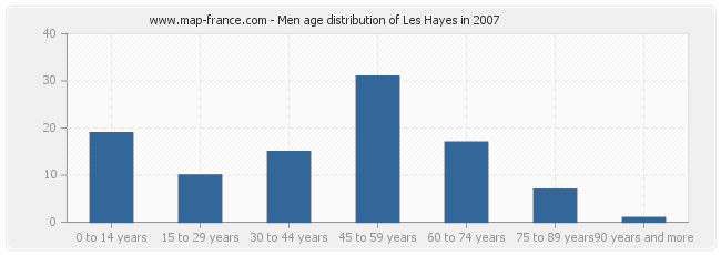 Men age distribution of Les Hayes in 2007